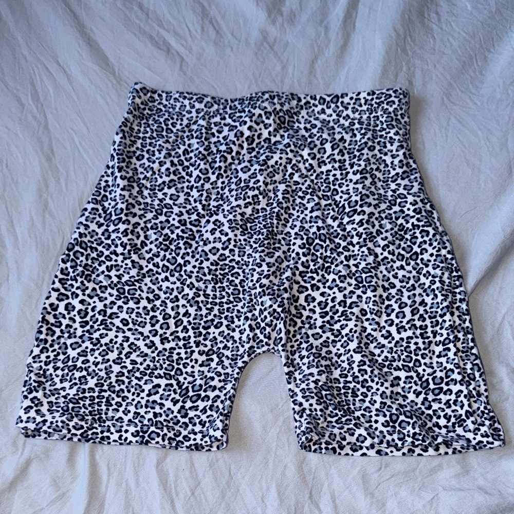 Brandy Melville Black, White, and light blue Leopard Print Shorts